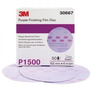 30667 260L Series Abrasive Disc, 6 in Dia, P1500 Grit, Hook and Loop, Purple
