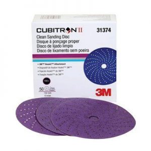 31374 737U Series Multi-Hole Clean Sanding Abrasive Disc, 6 in Dia, 180+ Grit, Hook and Loop, Purple