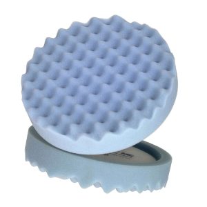 05733 Single Sided Ultrafine Polishing Pad, 8 in Dia, Hook and Loop Attachment, Foam Pad, Blue