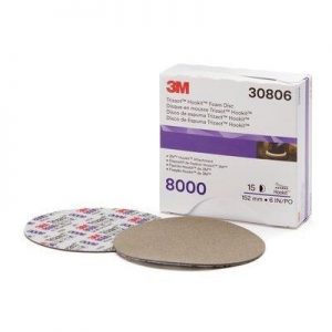 30806 443SA Series Abrasive Disc, 6 in Dia, P8000 Grit, Hook and Loop, Gray